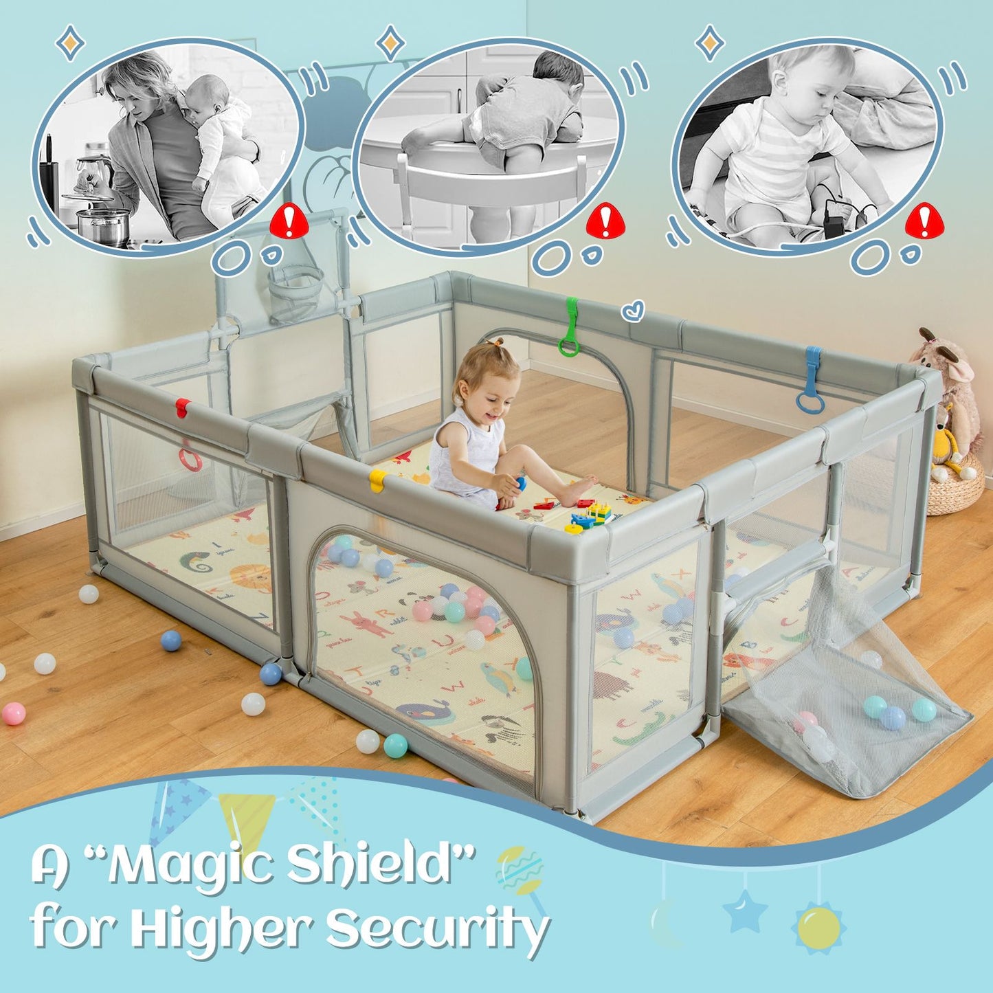 Large Baby Playpen with Mat and Ocean Balls