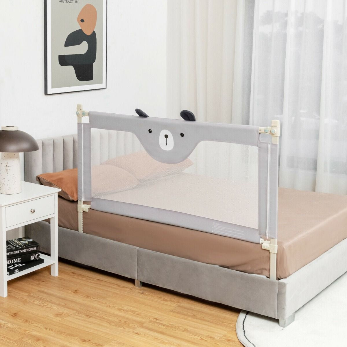 142/175CM Toddler Infant Security Guardrail with Double Lock