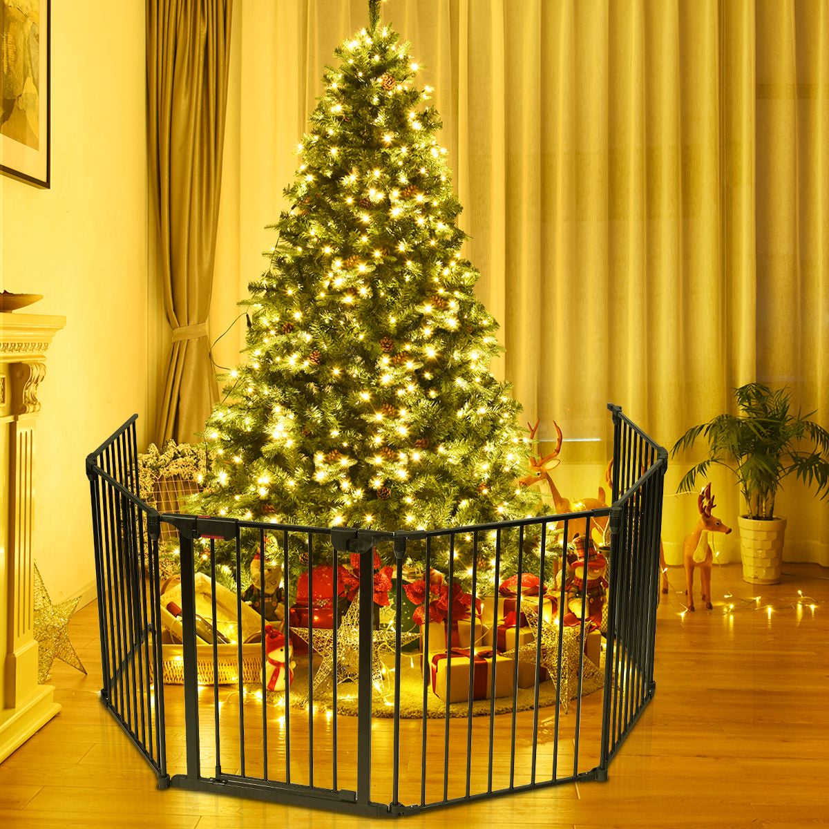 6-Panel Baby Pet Safety Playpen with Walk through Door