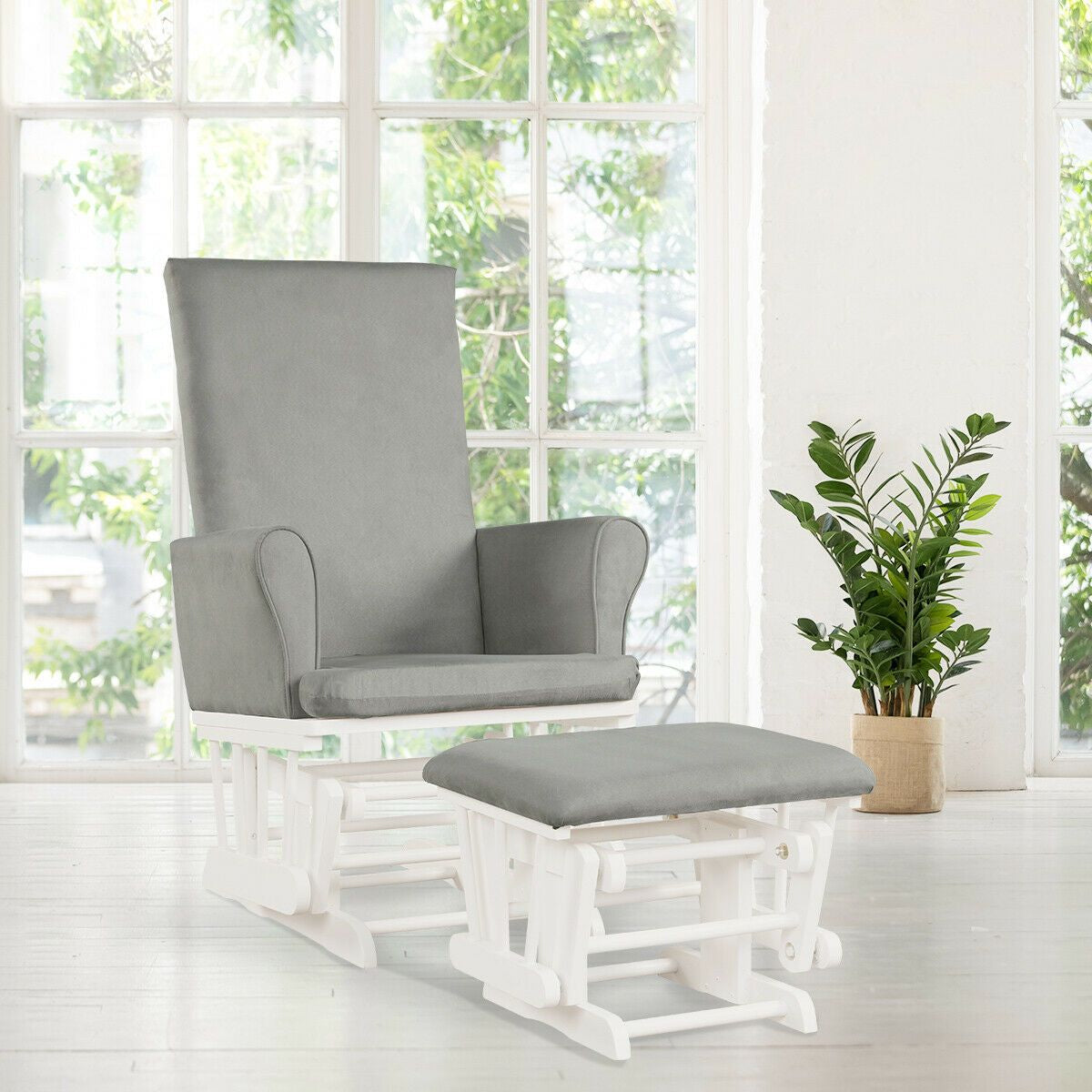 Wooden Glider Chair with Footstool