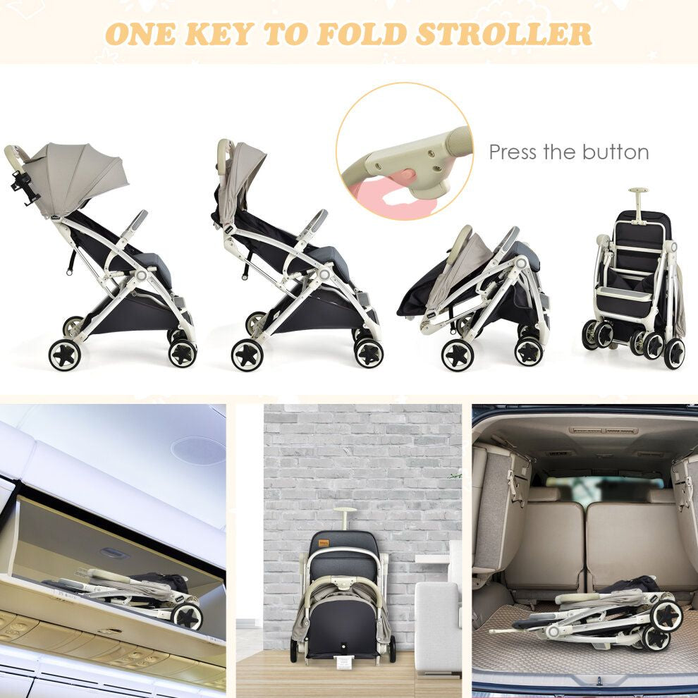 Folding Pushchair with Adjustable Backrest and Footrest