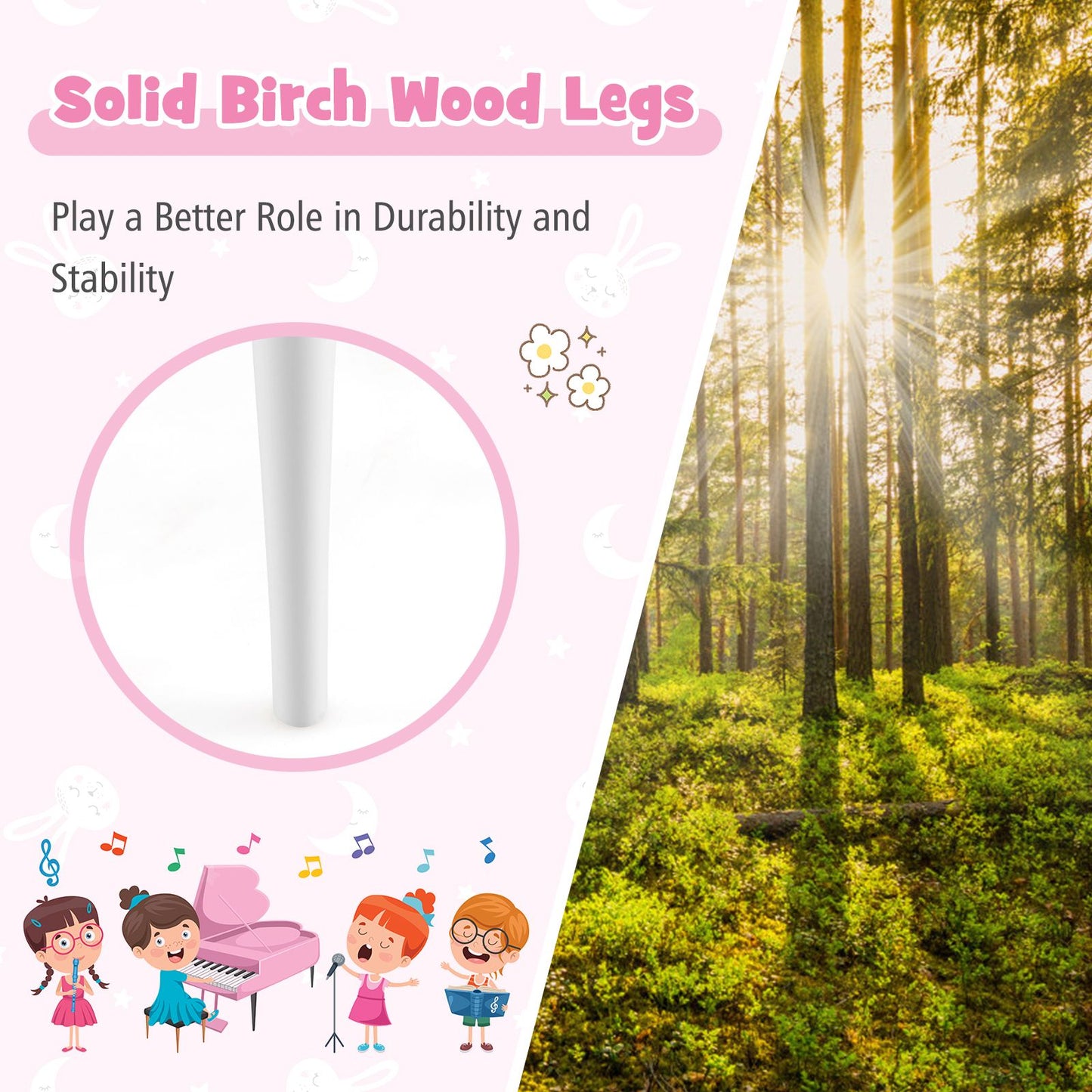 30-Key Classical Learn-To-Play Musical Instrument Toy with Music Stand and Solid Wood Legs