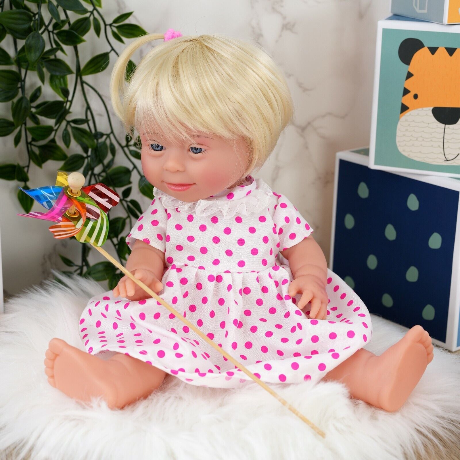 Baby Doll with Down'S Syndrome Bibi Doll Realistic Lifelike Soft Vinyl 14" Doll