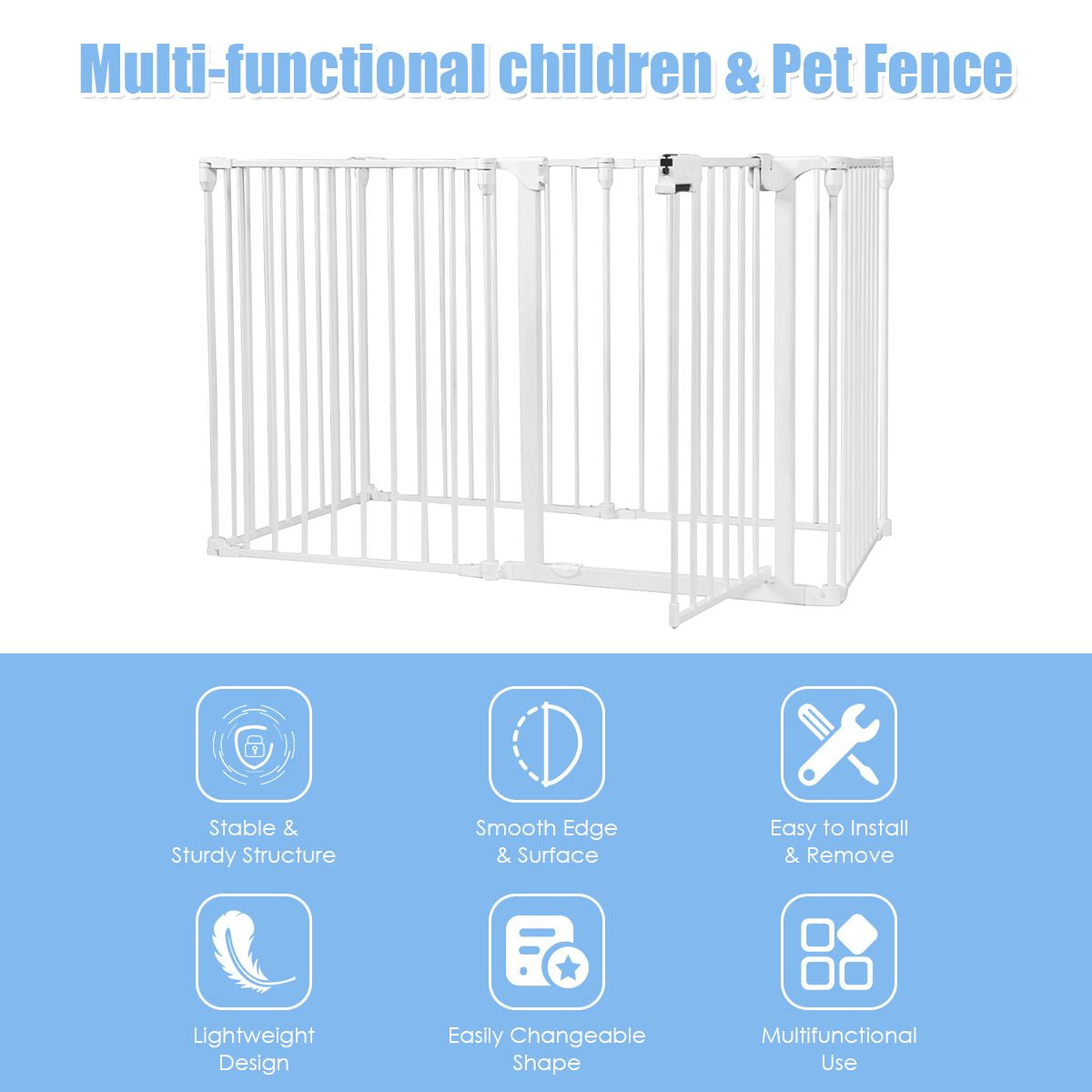 6-Panel Baby Pet Safety Playpen with Walk through Door