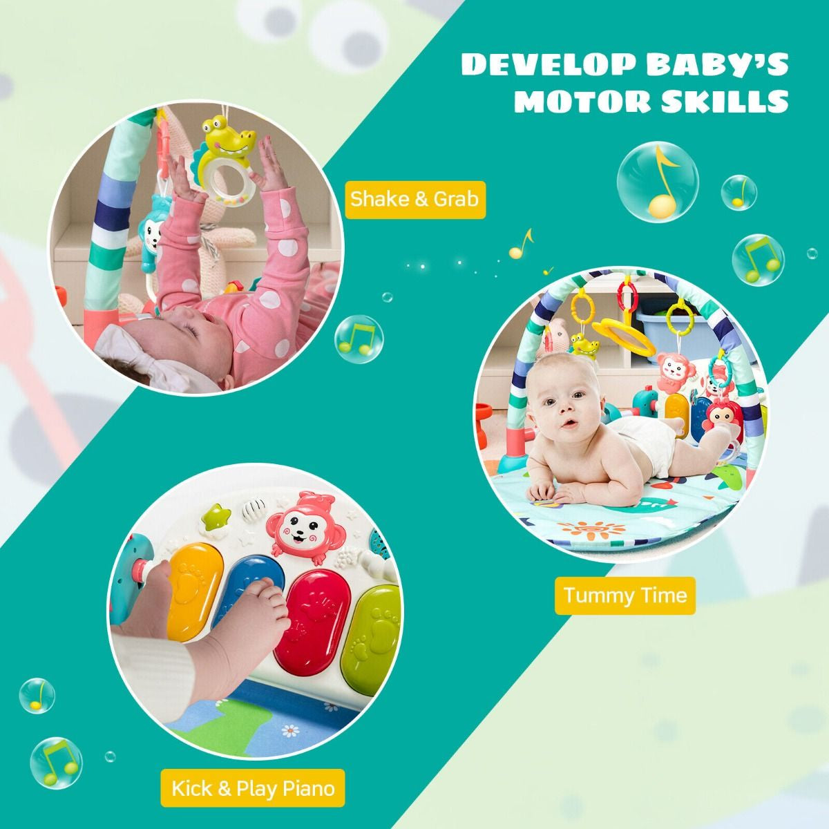 Baby Play Mat Kick and Play Piano Gym Activity Center with Projector