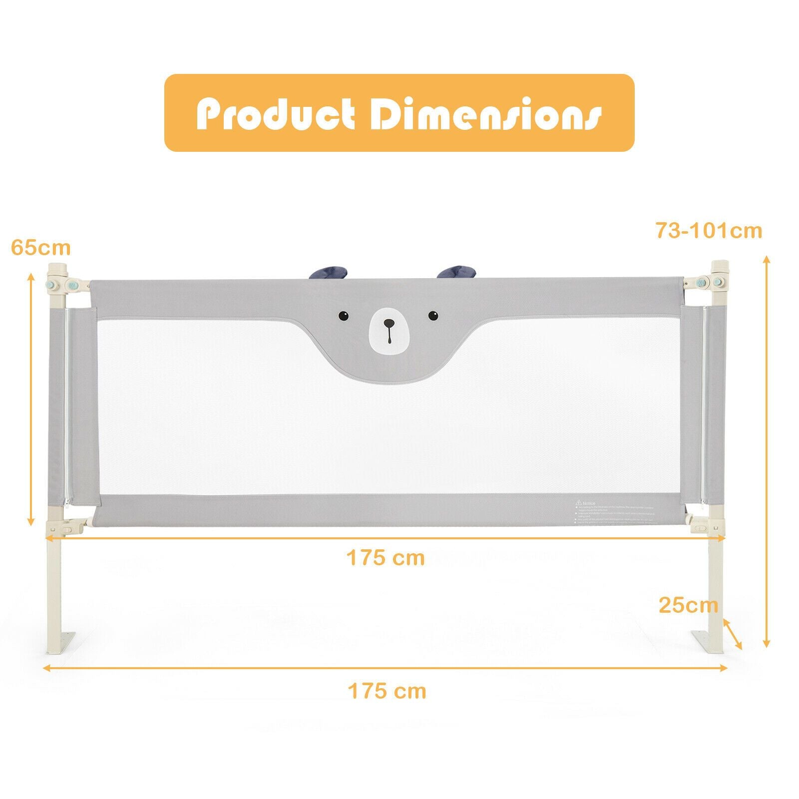142/175CM Toddler Infant Security Guardrail with Double Lock