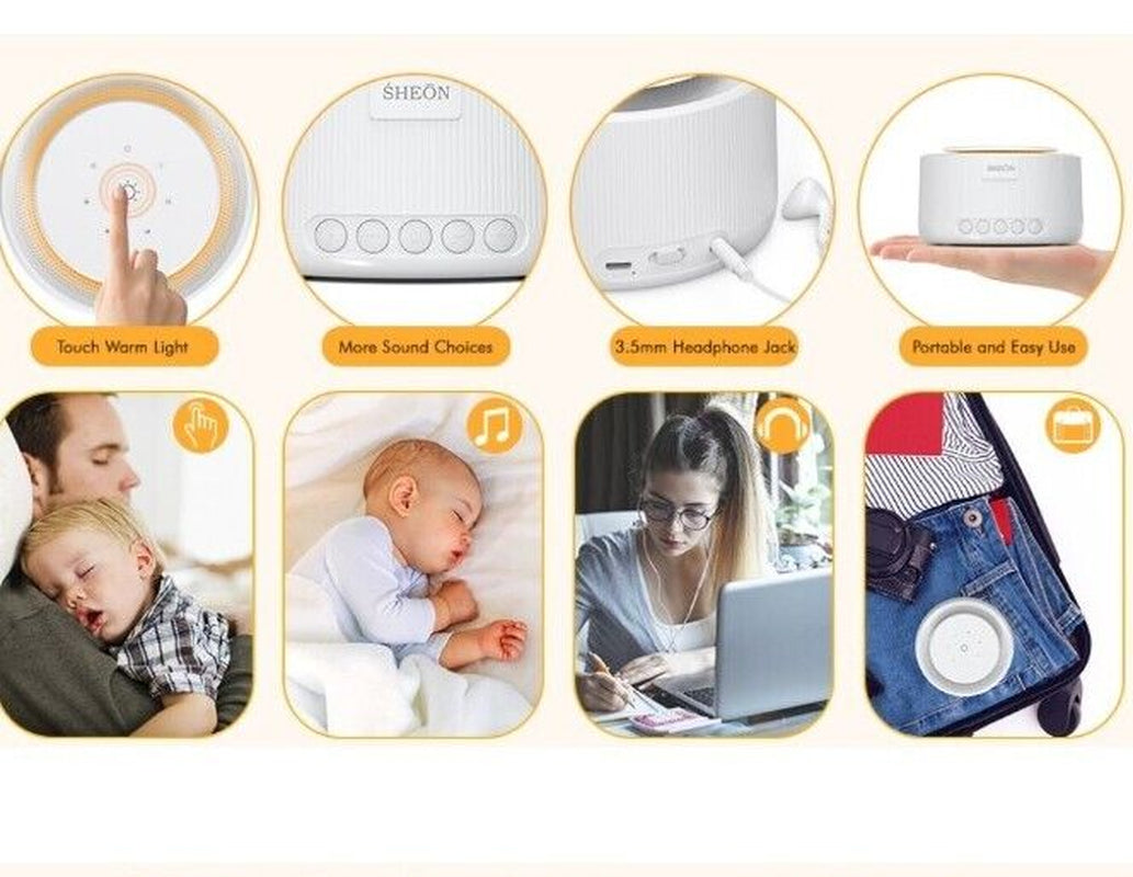 White Noise Machine, SHEON Portable Sound Machine with 30 Non Looping Natural...
