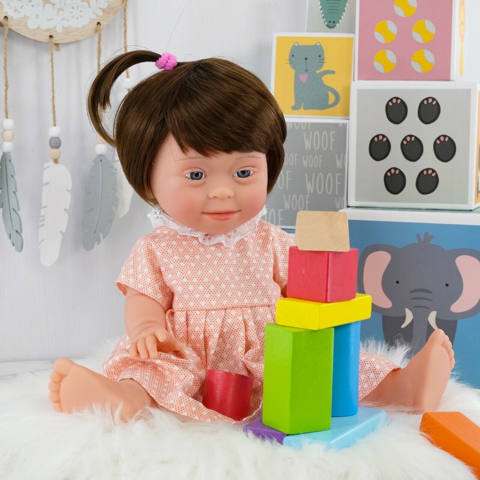 Baby Doll with Down'S Syndrome Bibi Doll Realistic Lifelike Soft Vinyl 14" Doll