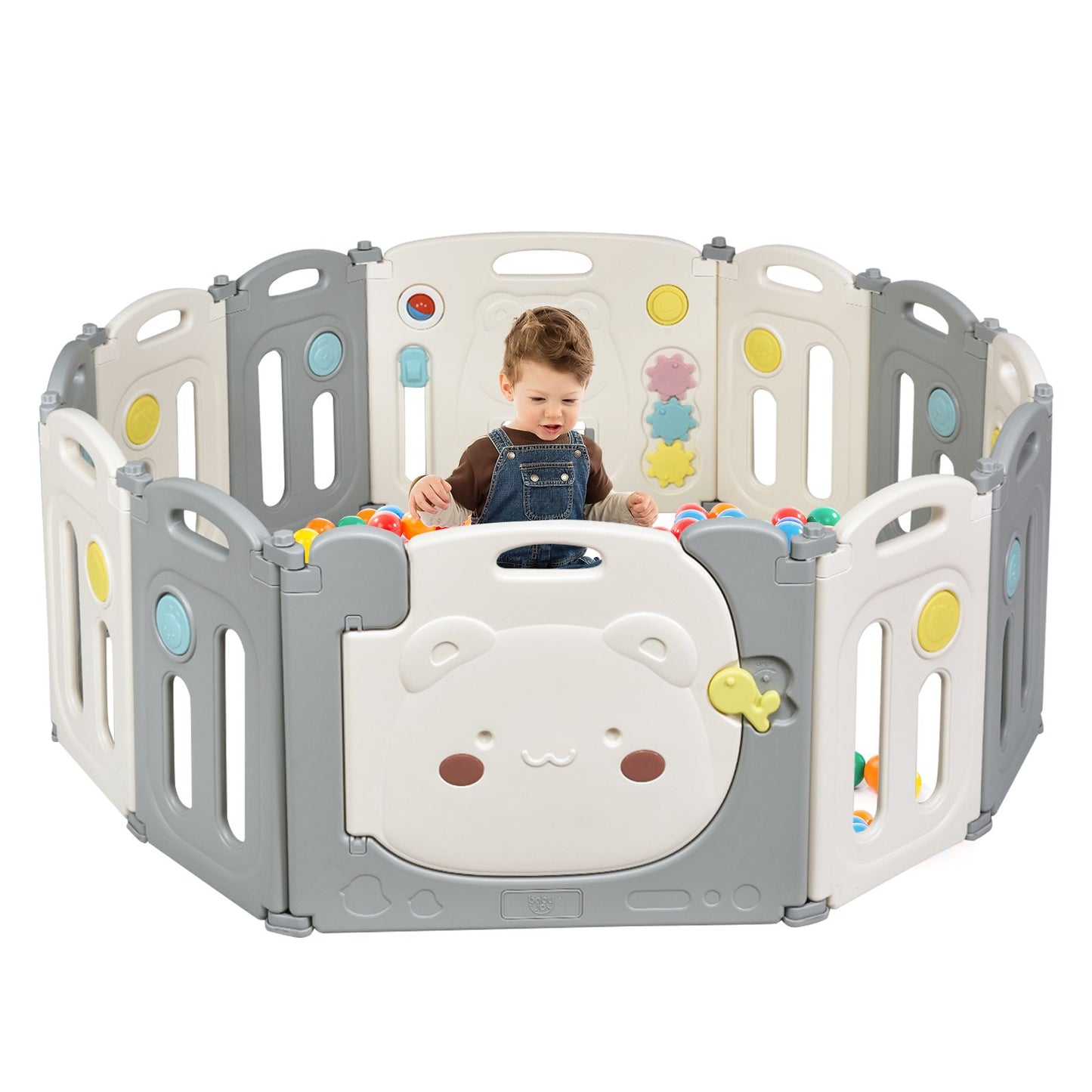 16-Panel Foldable HDPE Baby Playpen with Safety Lock