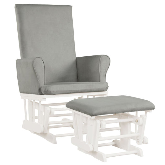 Hoop Glider and Ottoman Set with Solid Wooden Frame