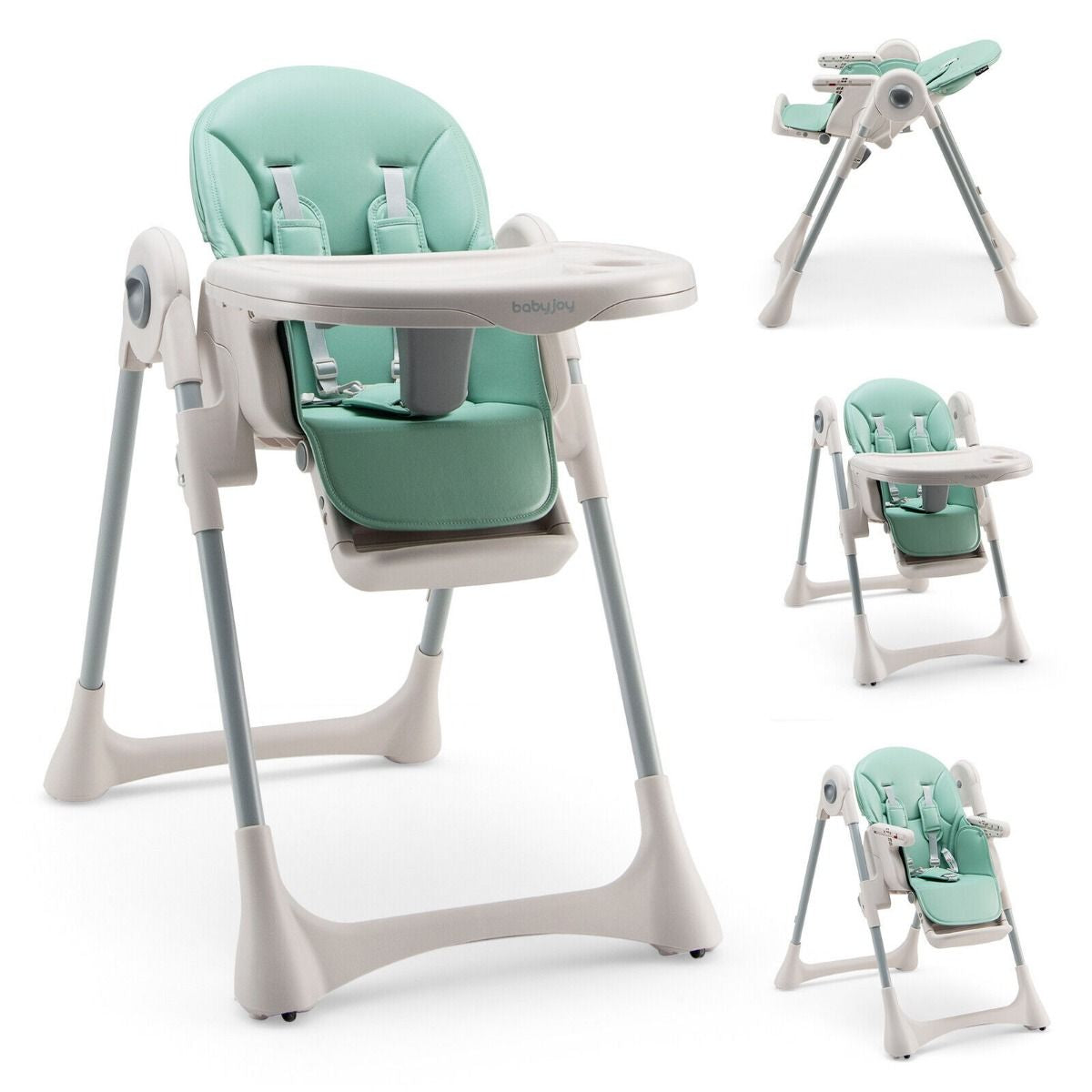 Foldable Convertible Baby High Chair with Adjustable Height and Removable Tray