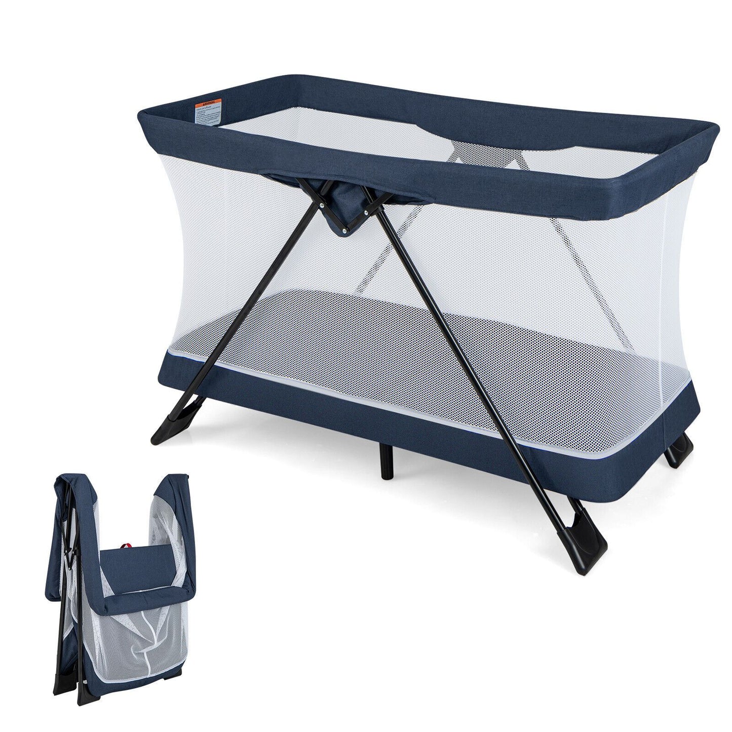 Portable Baby Travel Crib with Removable Mattress and Washable Cover