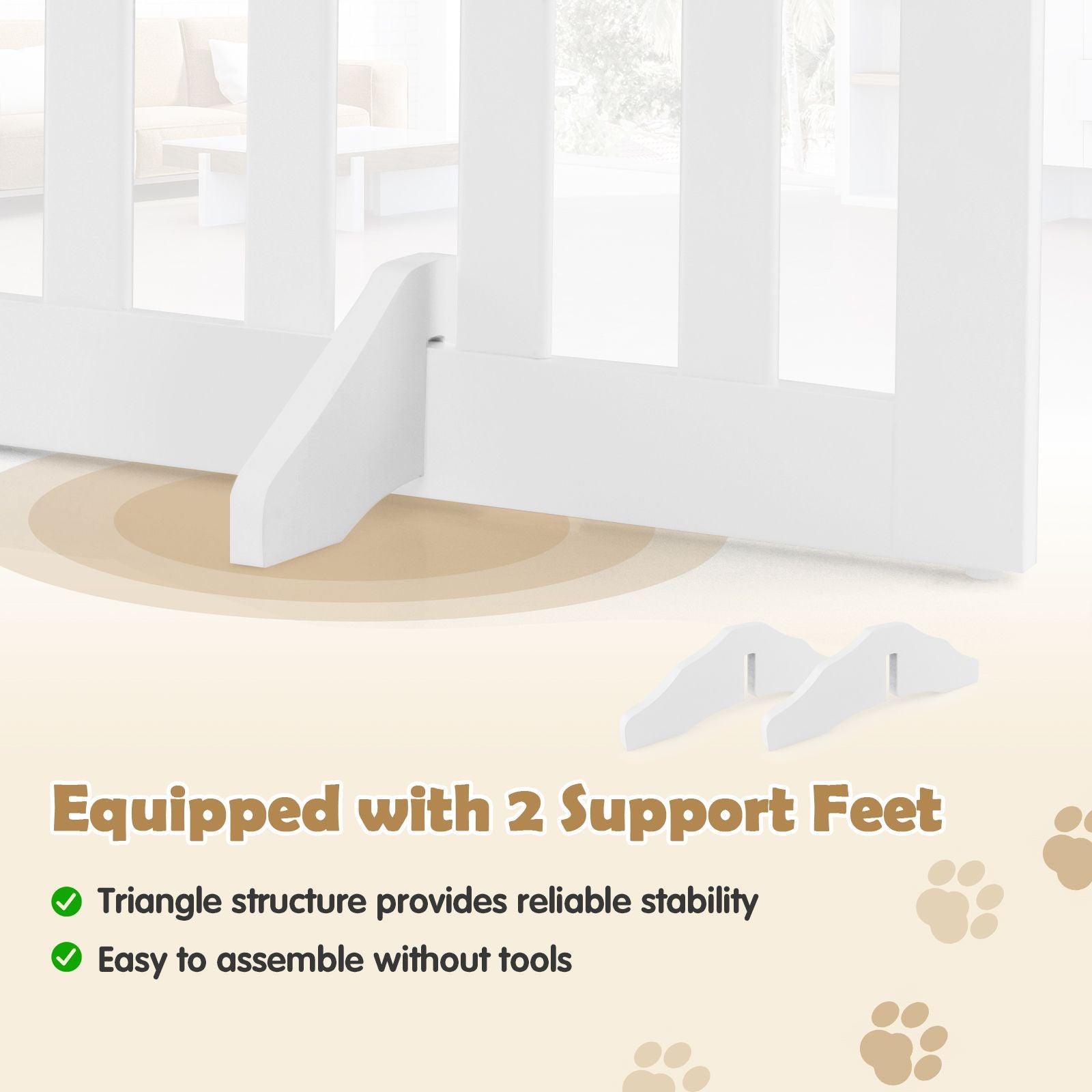 61 Cm Height Safety Fence with 2 PCS Support Feet for Dog Cat Baby