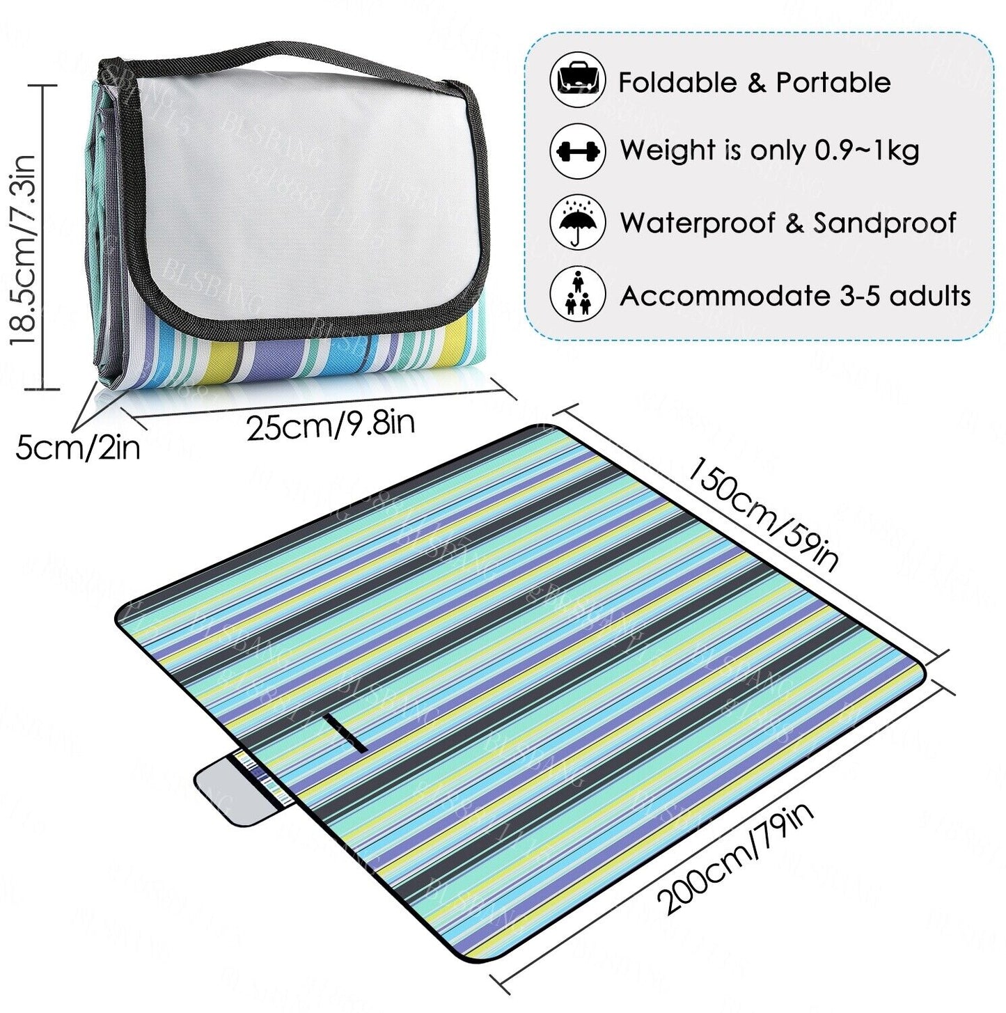 Extra Large Picnic Blanket Beach Waterproof Outdoor Folding Camping Mat Rug BBQ