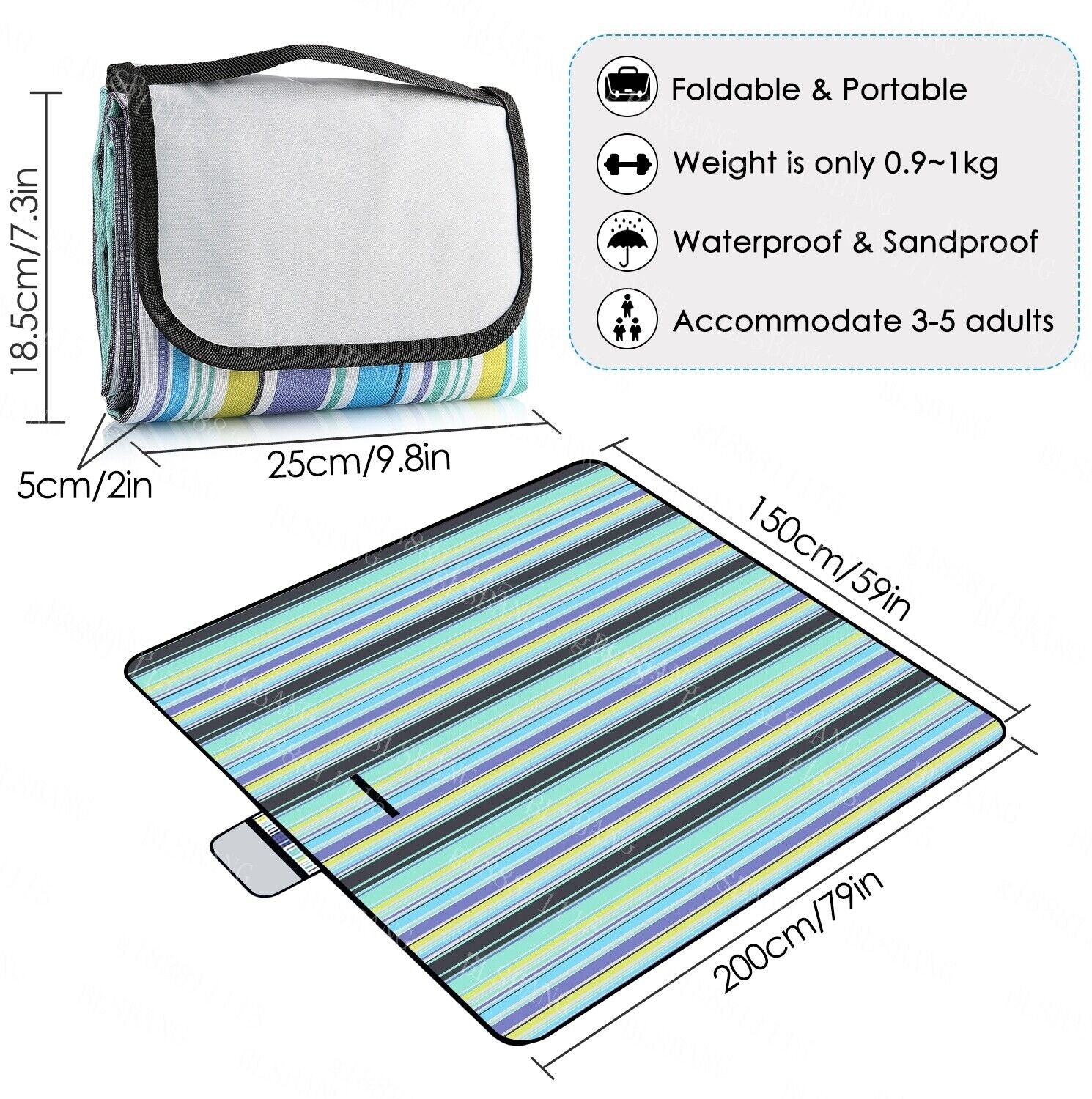 Extra Large Picnic Blanket Beach Waterproof Outdoor Folding Camping Mat Rug BBQ