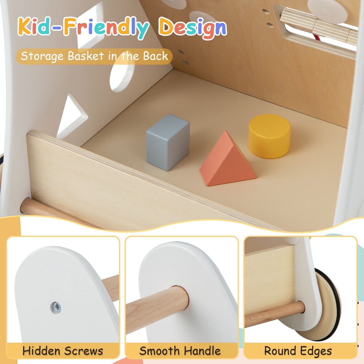 7 in 1 Baby Wooden Baby Walker for 1+ Year Old