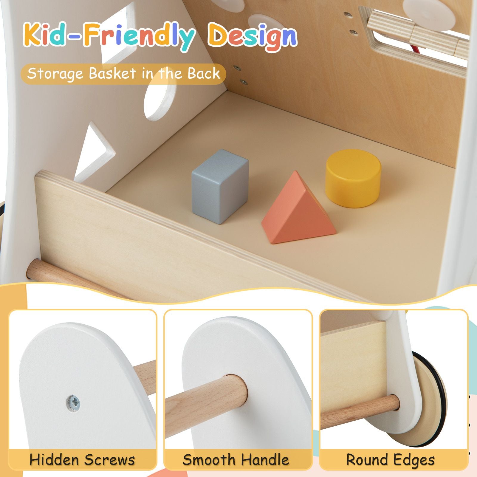 7 in 1 Baby Wooden Baby Walker for 1+ Year Old