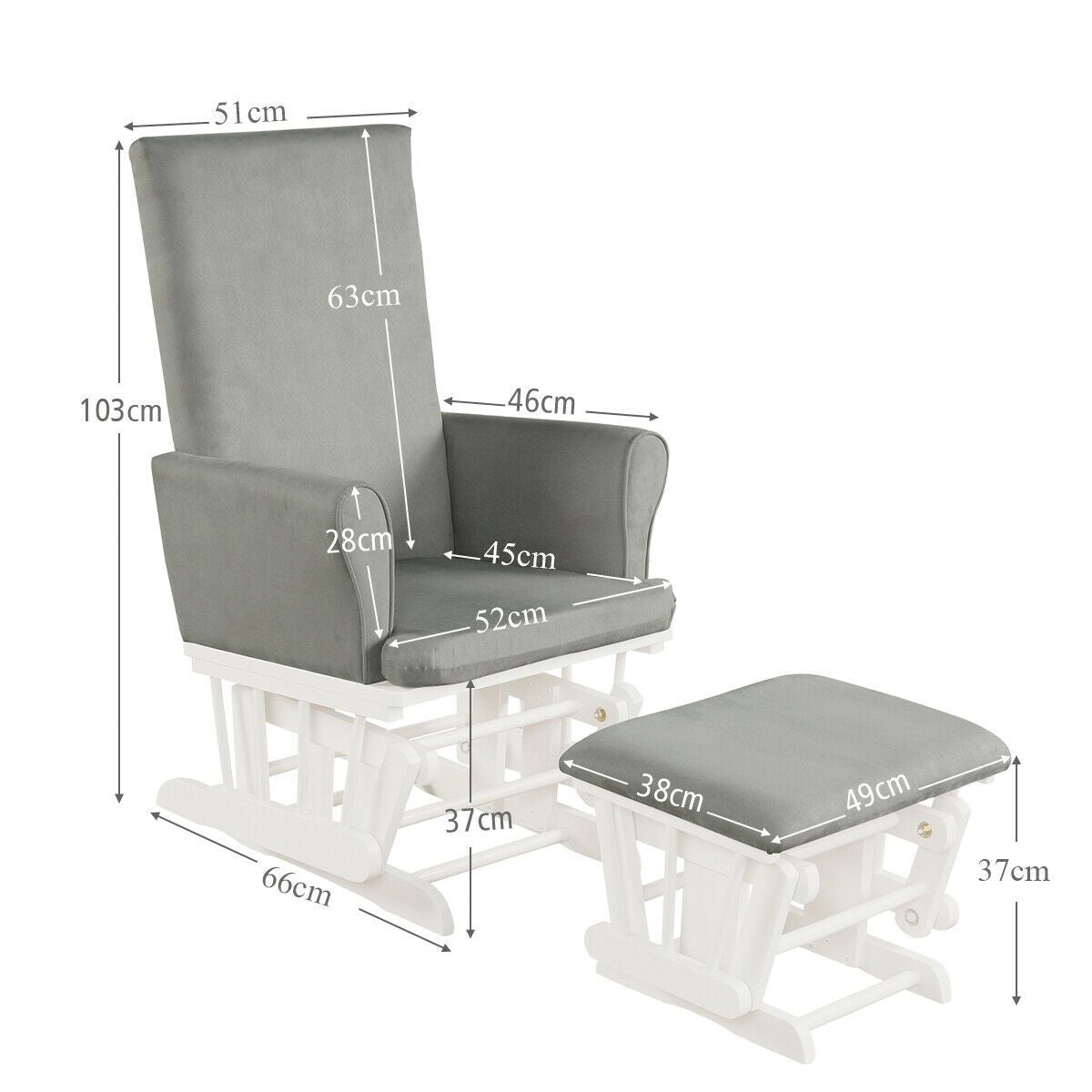 Wooden Glider Chair with Footstool