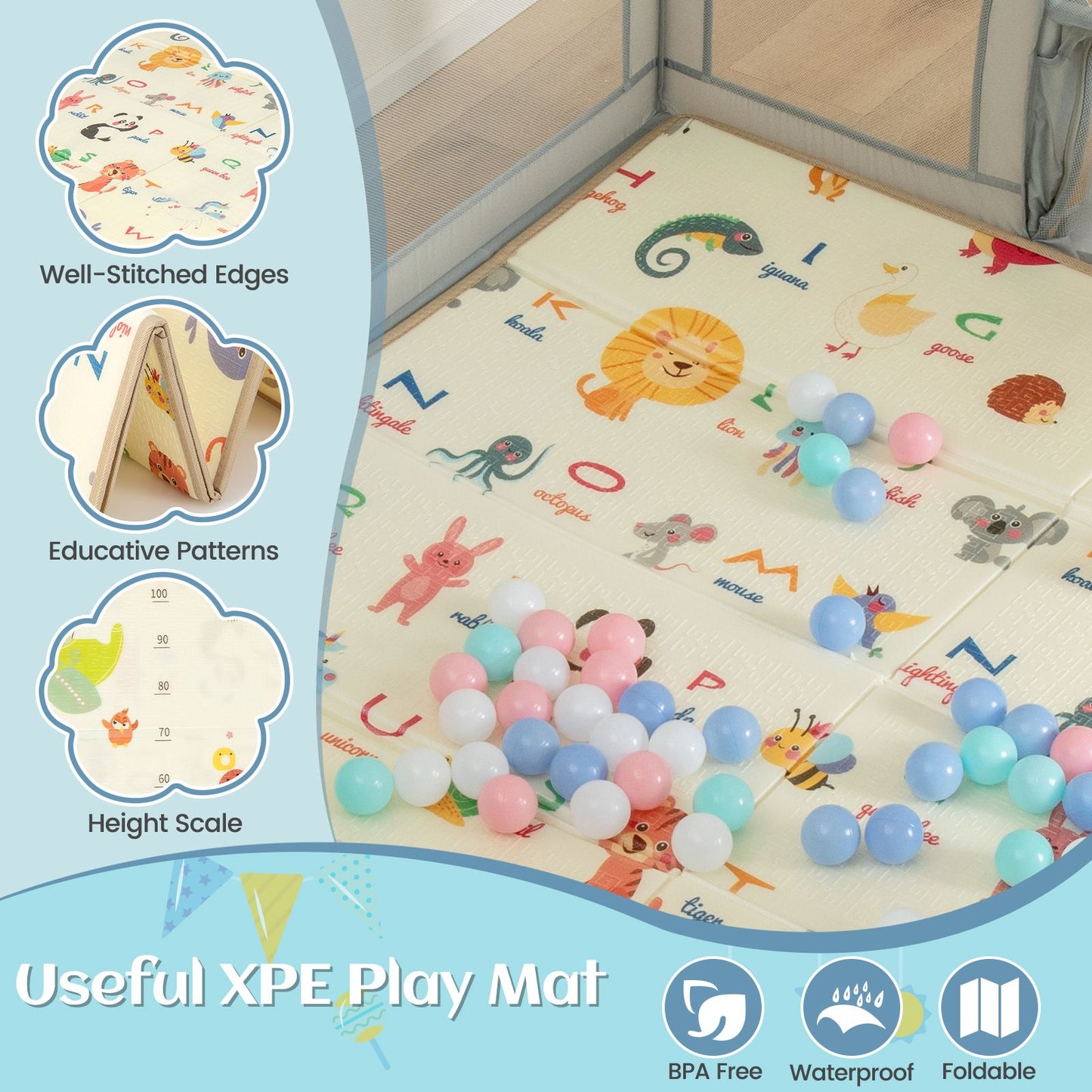 Large Baby Playpen with Mat and Ocean Balls