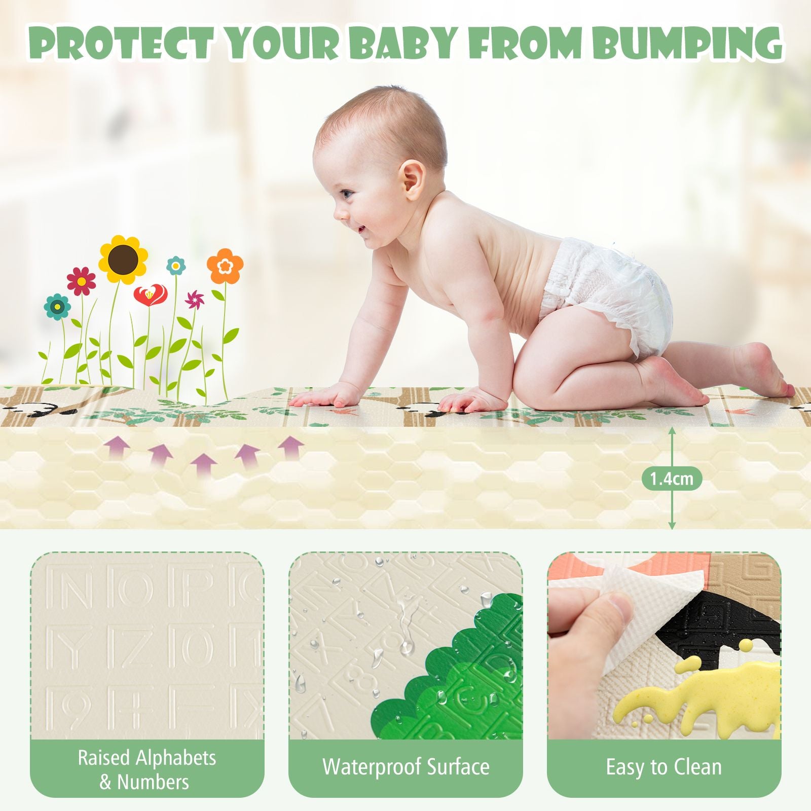 200 X 180 Cm Extra Large Baby Floor Mat with Carry Bag