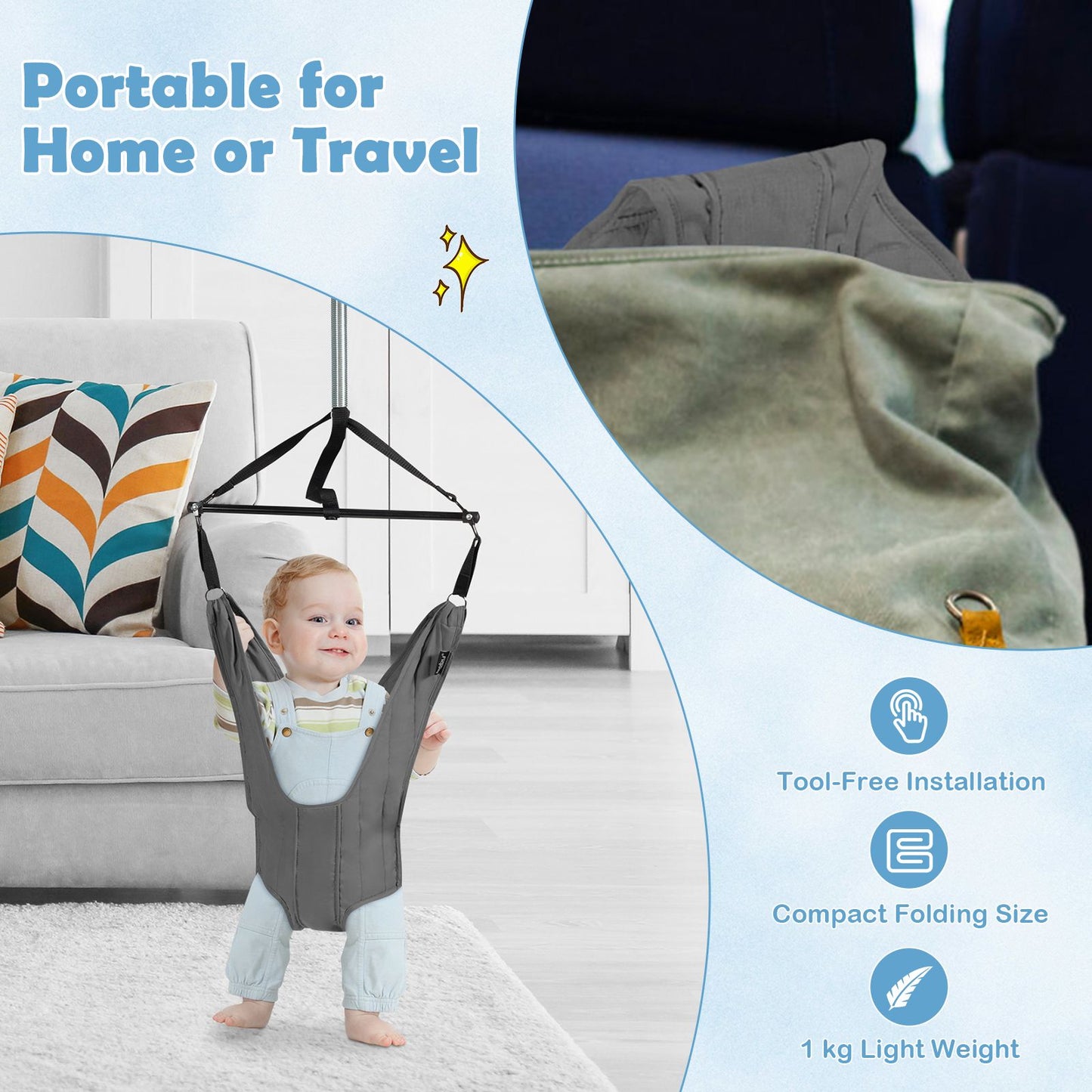 Baby Bouncer Jumper Exerciser with High-Strength Fixing Clamp