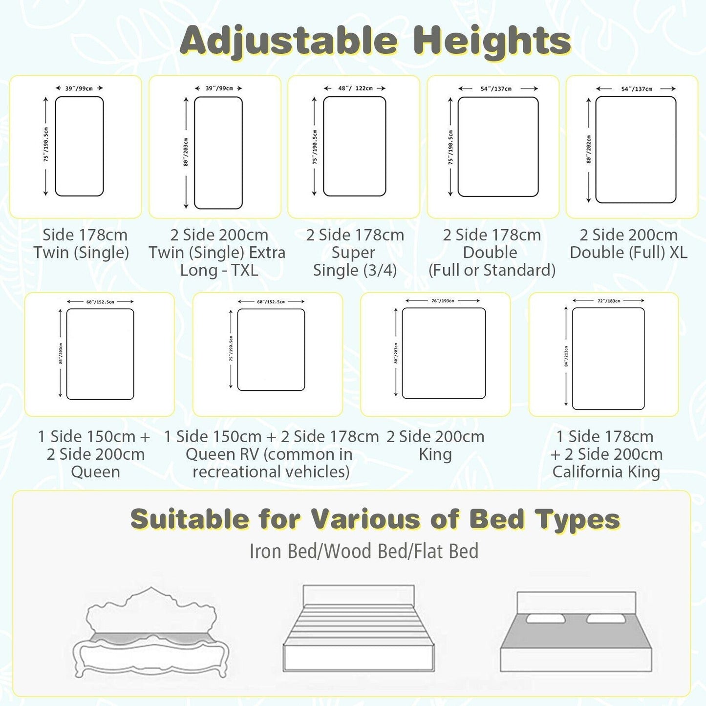 145Cm Height Adjustable Bed Rail with Storage Pocket and Safety Lock